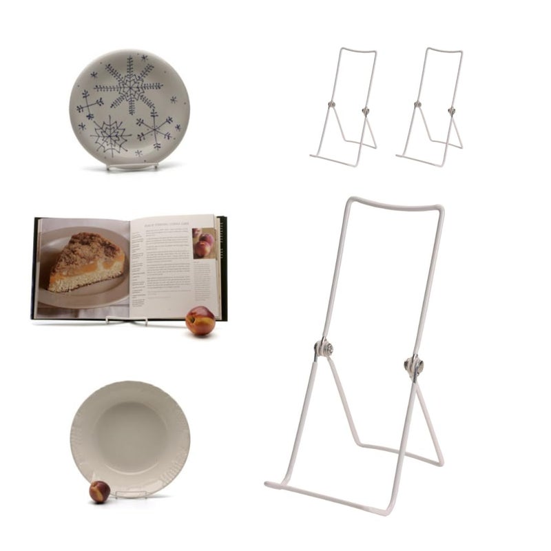 KINGDOM SOLUTIONS MADE IN USA 2-Pack Sturdy & Durable Adjustable White Metal Easels to Display Books, Frames, Comics, Plates & More - Unique on the Market - Image 1